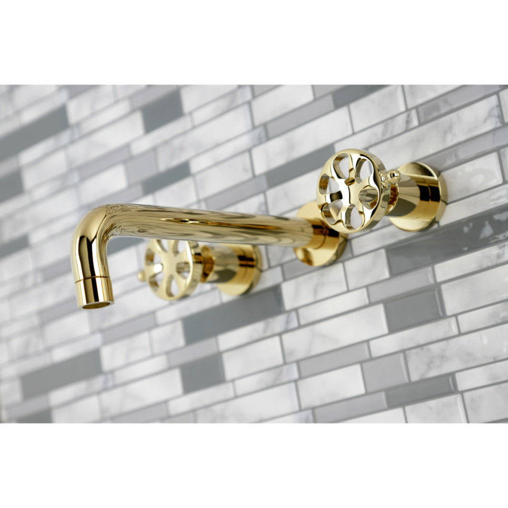 KS8022RX Two-Handle Wall Mount Tub Faucet, Polished Brass