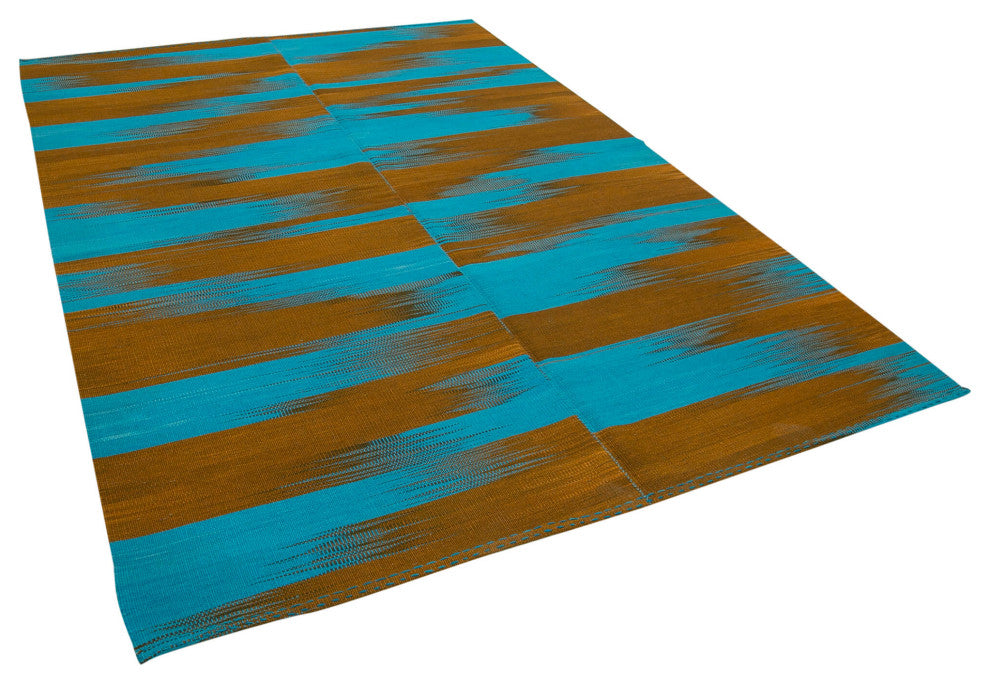Rug N Carpet - Handmade Oriental 6' 8'' x 9' 6'' Modern Design Wool Kilim Rug