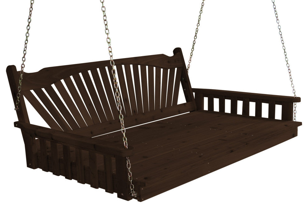 Cedar Fanback Swingbed, Walnut Stain, 5 Foot