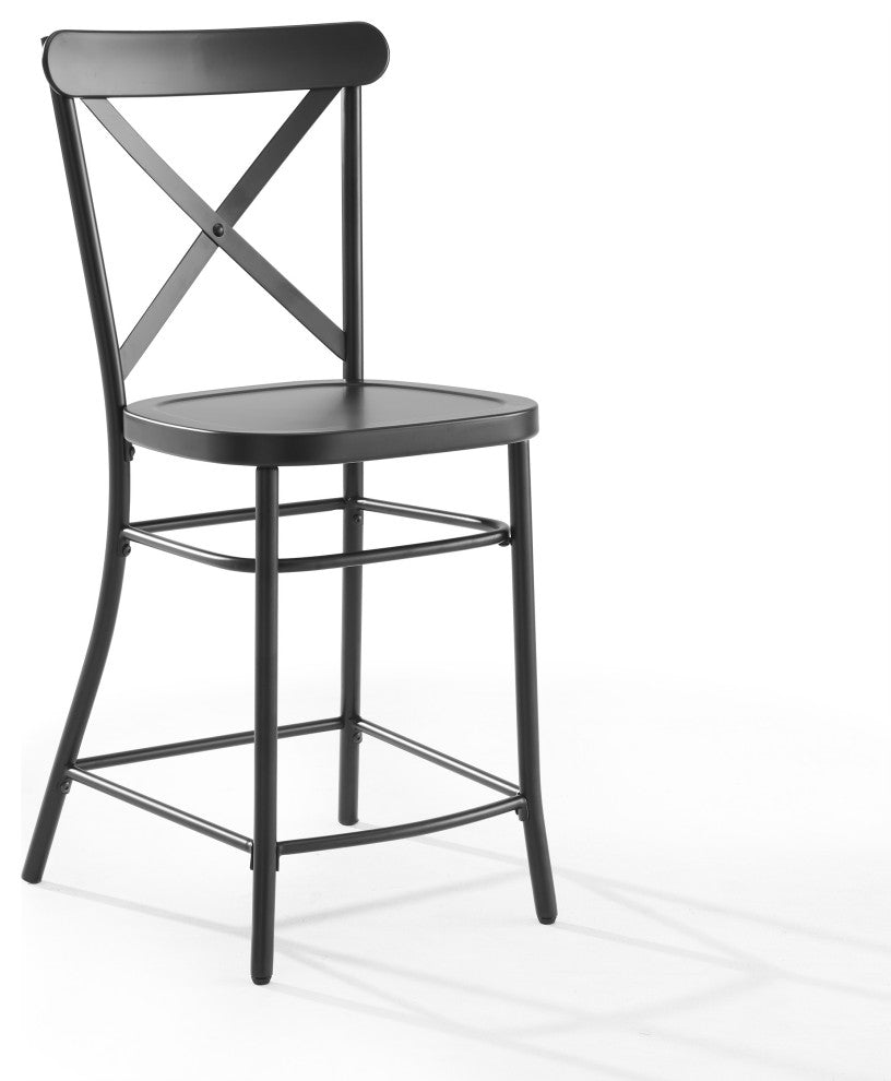 Camille 2-Piece Counter Stool Set, Matte Black 2 Stools