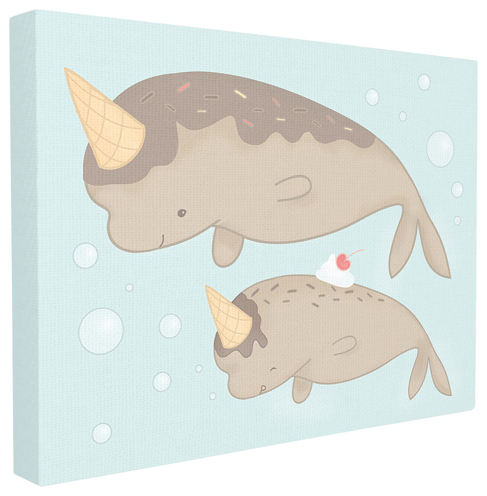The Kids Room Cartoon Chocolate Ice Cream Narwhals Canvas Wall Art, 16"x20"