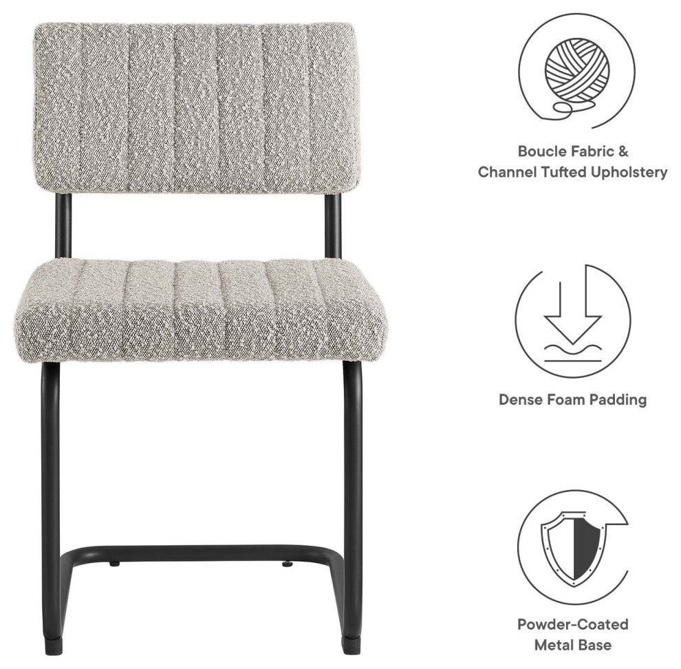 Parity Boucle Dining Side Chairs, Set of 2, Black Taupe