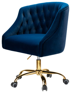 Home Office Swivel Chair with Button-Tufted Back, Navy