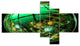 Bright Green Fractal Sphere, Abstract Canvas Art Print, 60"x32", 5 panels