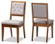 Gray Fabric Upholstered And Walnut Brown Finished Wood Dining Chairs, Set of 2