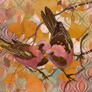 "Gingko Modern Birds" Painting Print on Canvas by Evelia