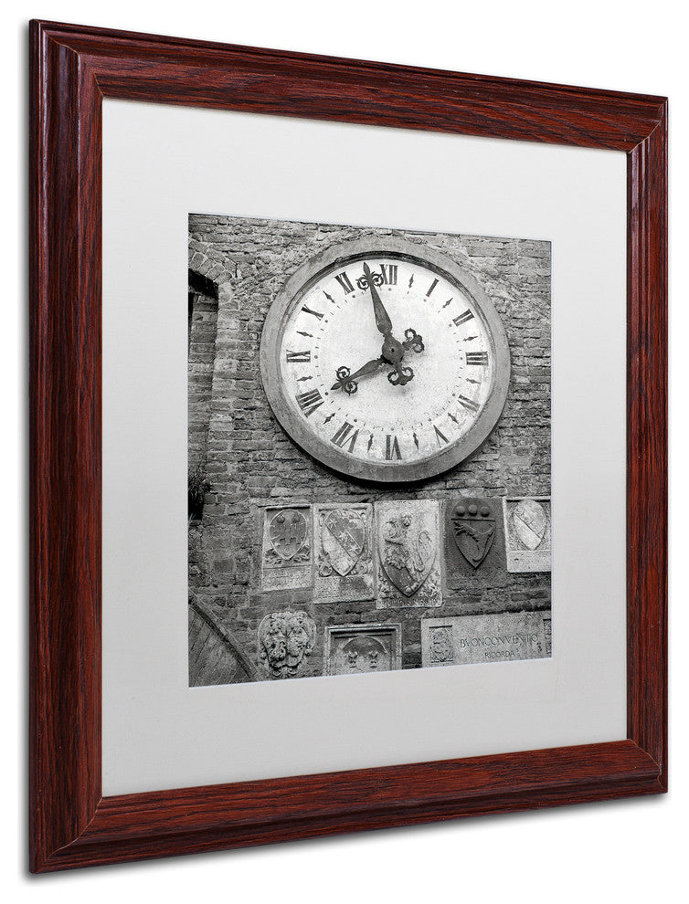 Alan Blaustein ''Il Grande Orologio III'' Art, Wood Frame, White Mat, 16x16