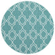 Alfresco Trellis Teal, White Area Rug, 7'3" Round