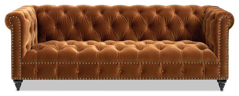 Alto 88" Tufted Chesterfield Sofa, Burnt Orange Performance Velvet