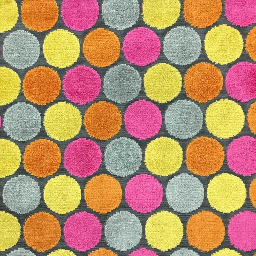 Dab Polka Dot Pattern Cut Velvet Upholstery Fabric, Confetti