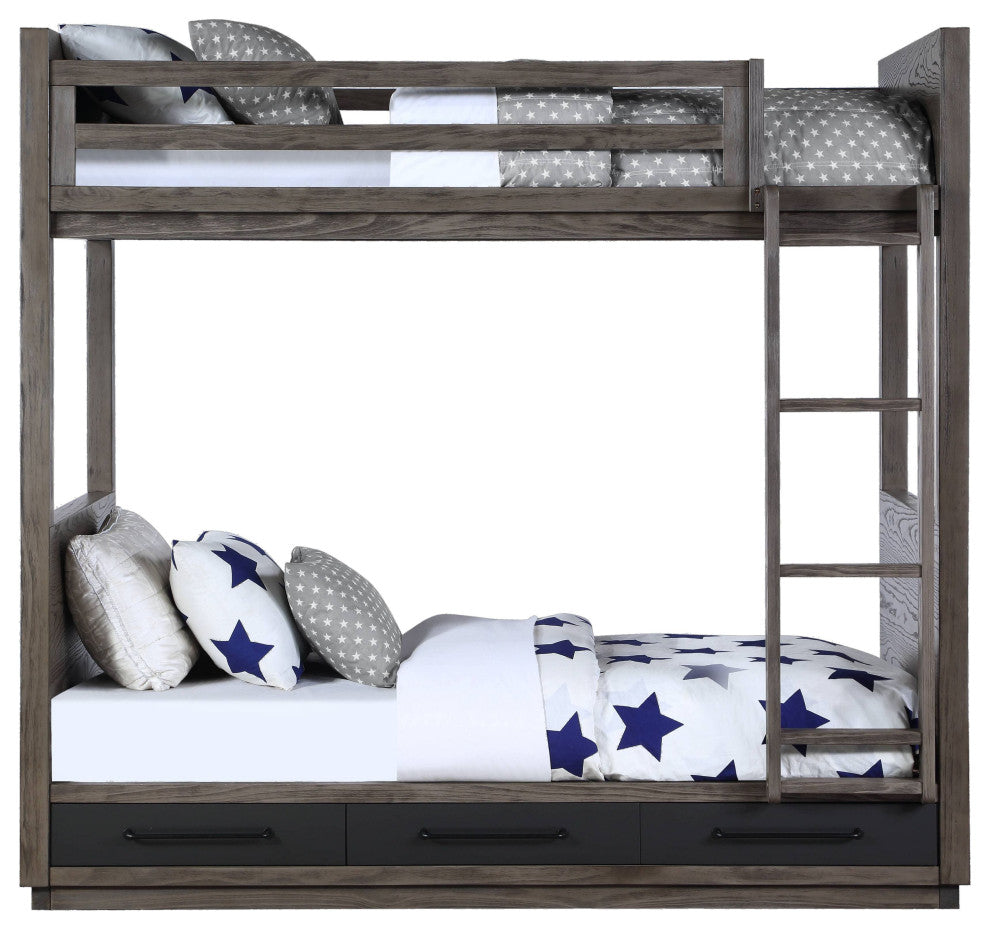 ACME Estevon Twin/Twin Bunk Bed, Gray Oak Finish