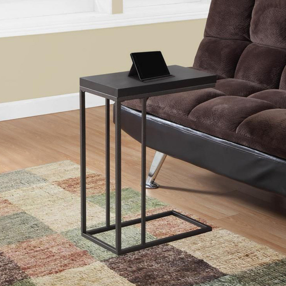 HomeRoots 18.25" x 10.25" x 25.25" Cappuccino Particle Board Metal Accent Table