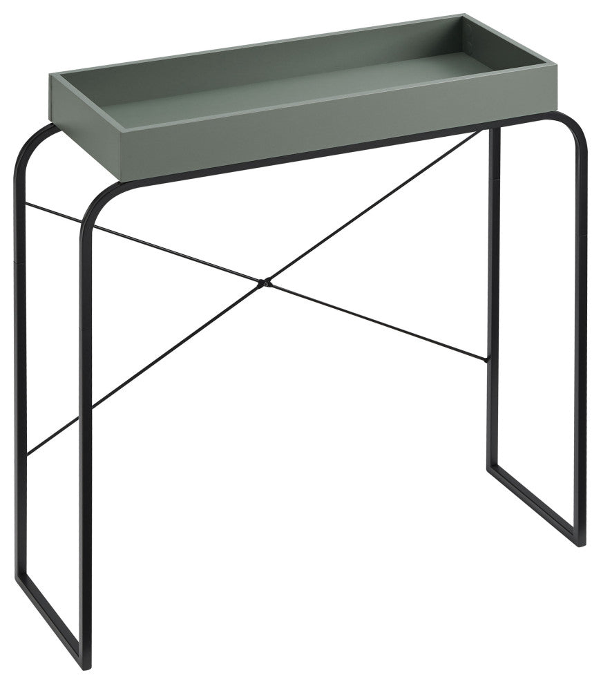 Yazzy 33.25" Rectangle Wood Console Table With Raised Edges, Sage Green