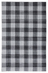 Moya Soft Casual Plaid, Handmade Rug, Black, 5'x8'