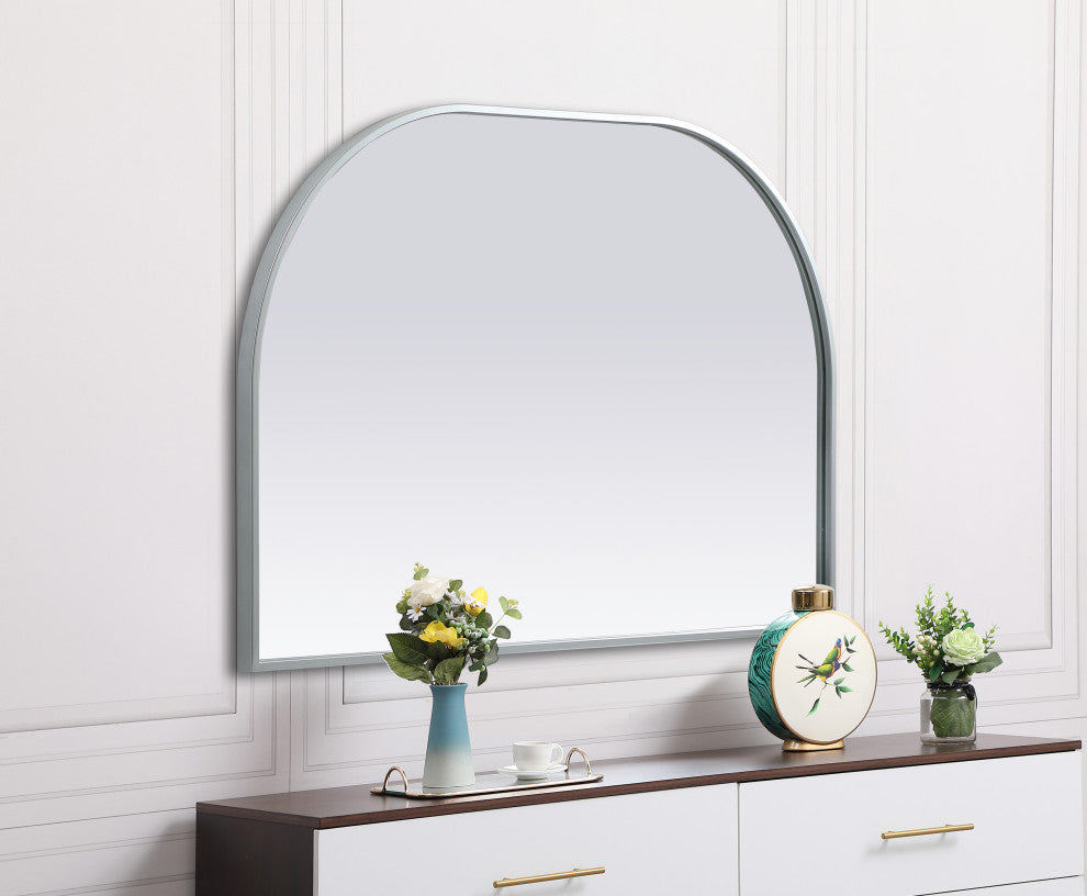 Metal Frame Arch Mirror 36X24 Inch, Silver