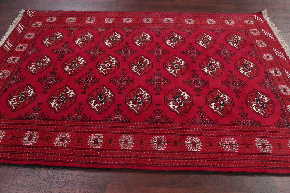 Balouch Oriental Traditional Carpet Hand Made Afghan Area Rug, Red, 7'3"x5'1