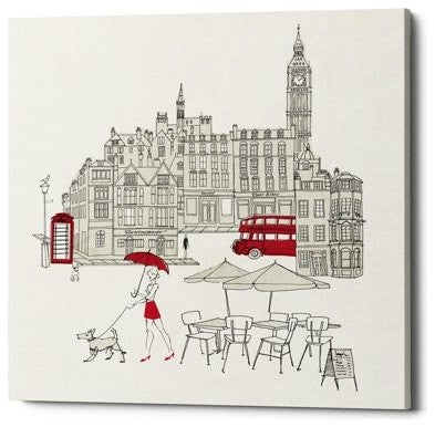 Epic Graffiti "World Cafe I London Red" Giclee Canvas Wall Art, 18"x18"
