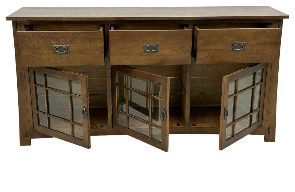 Craftsman Style Quarter Sawn Oak Sideboard - 72" - Walnut