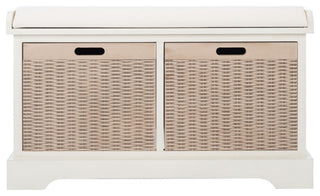 Safavieh Landers 2 Drawer Cushion Bench, Distressed White