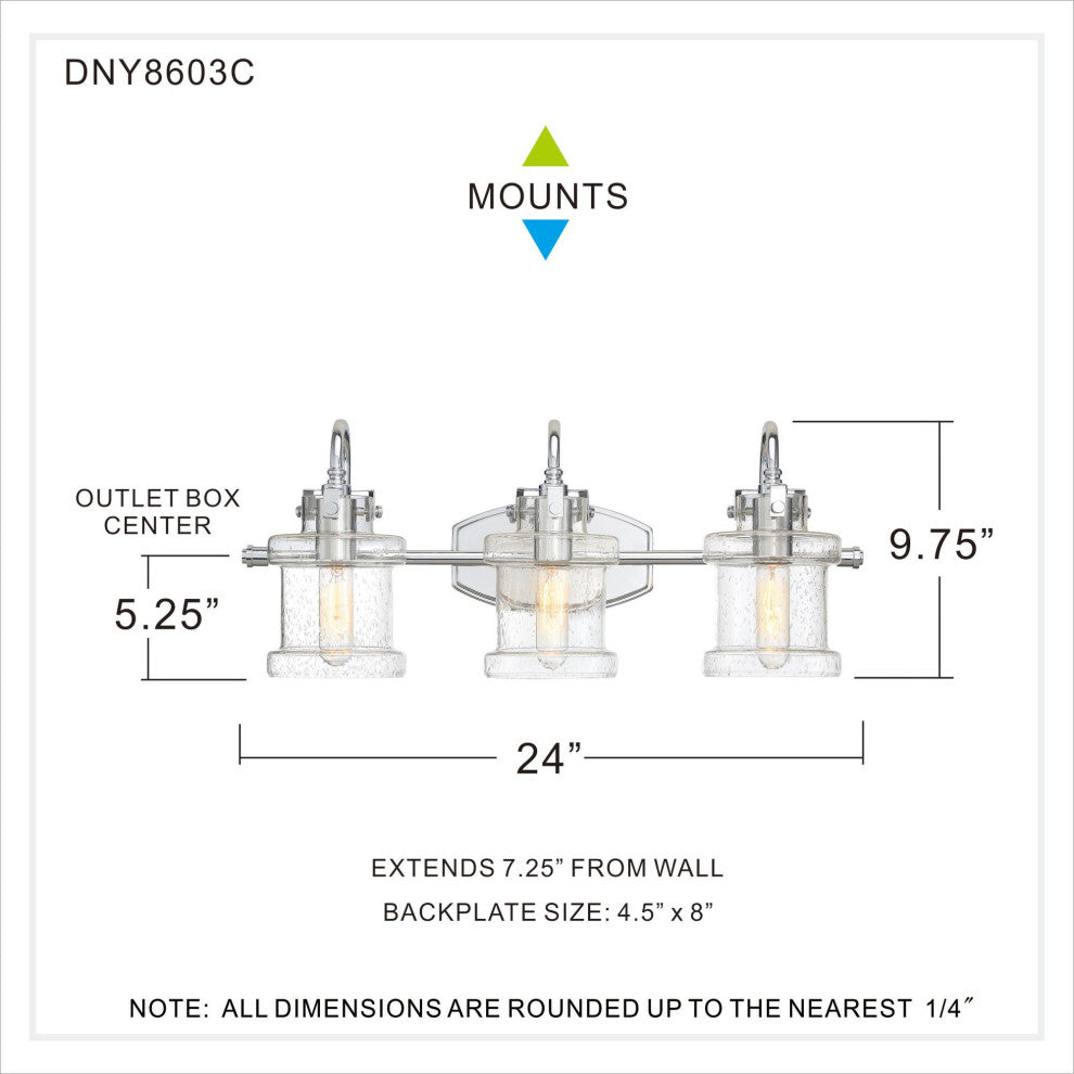 Quoizel DNY8603 Danbury 3 Light 24"W Bathroom Vanity Light - Brushed Nickel