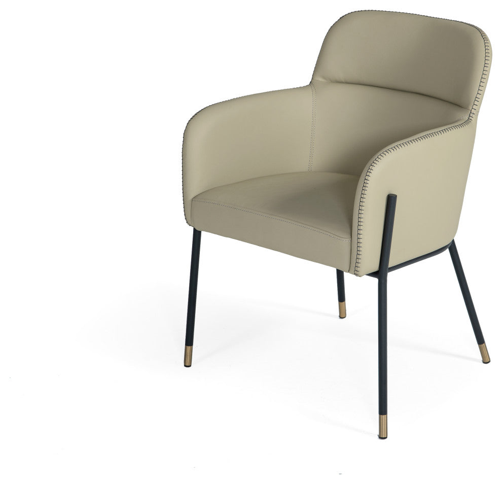 Modrest Brady Modern Black Metal/Greige Vegan Leather Dining Chair