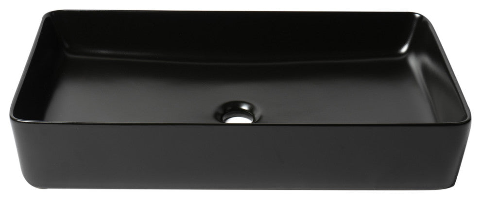 Alfi Brand Abc902-Bm Black Matte 24" Modern Rectangular Above Mount Ceramic Sink