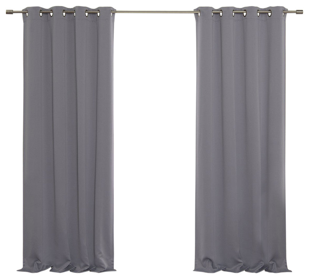 Flame Retardant Thermal Insulated Blackout Curtain, Grey, 52"x84"