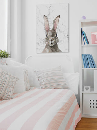"Thinking Rabbit" Painting Print on Wrapped Canvas, 24"x36"