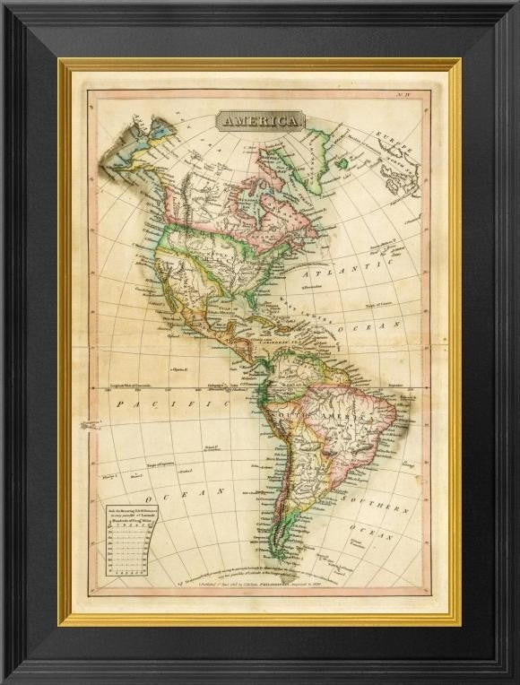 "America, 1820" Framed Canvas Giclee by John Melish, 15x20"