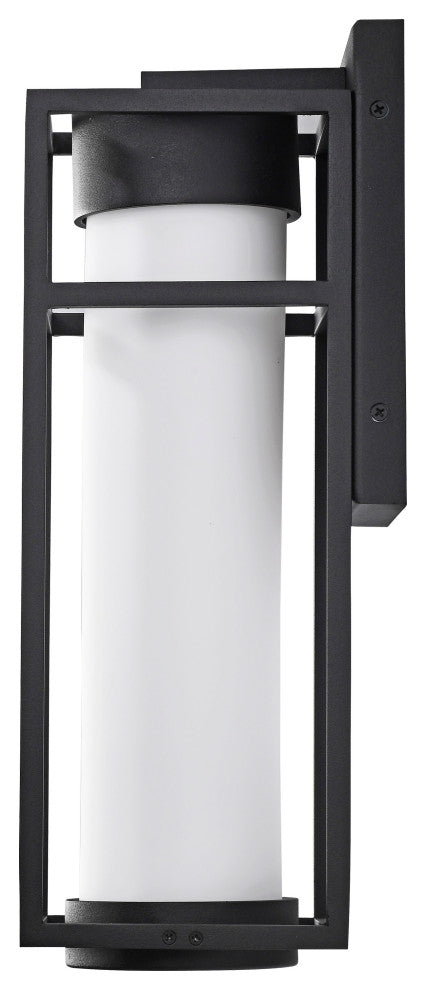 Ledges 6W LED Medium Wall Lantern, Matte Black/White Opal Glass