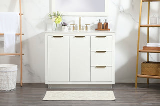 42" Single Bathroom Vanity, White, With Backsplash