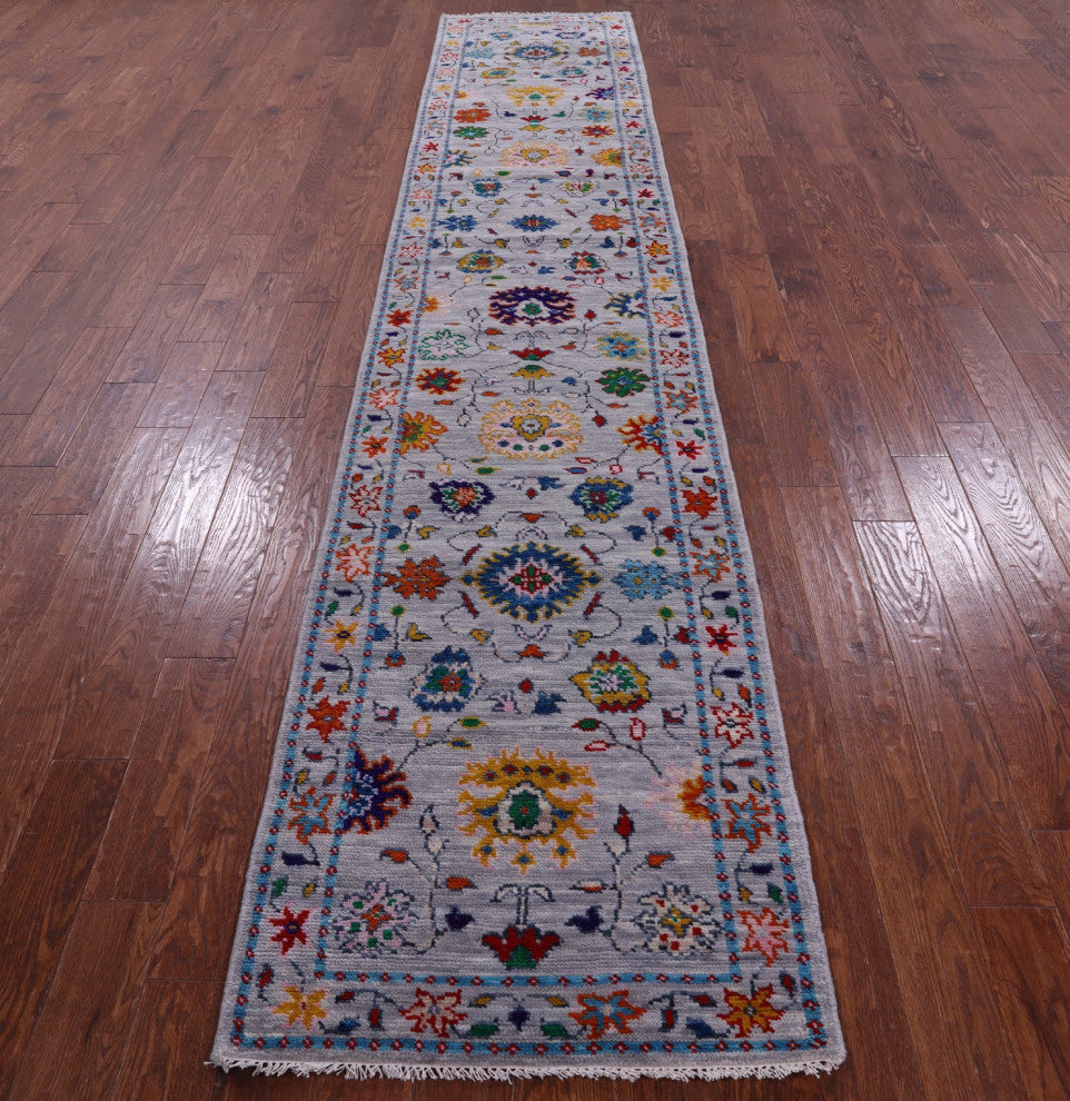 2' 8" X 14' 0" Turkish Oushak Hand Knotted Wool Runner Rug - Q13455