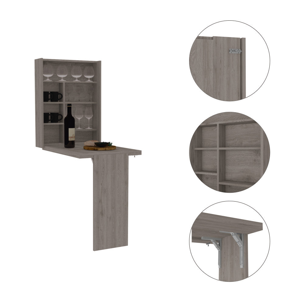 DEPOT E-SHOP Toscana Wall Table with 7 Shelves, Light Gray
