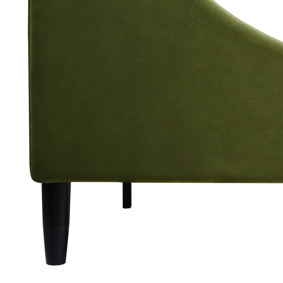 Aspen Modern Vertical Tufted Upholstered Platform Bed, Olive Green Performance Velvet, King
