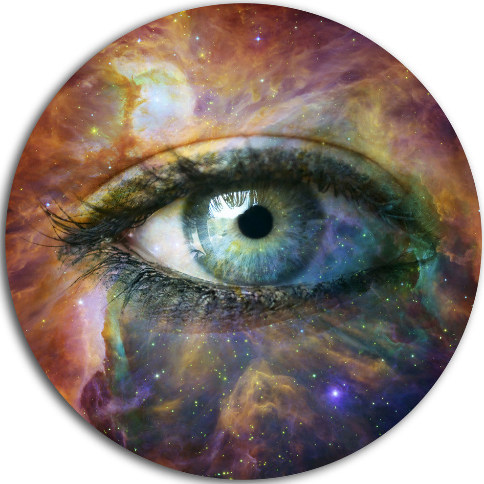 Human Eye Looking In Universe, Contemporary Round Wall Art, 23"