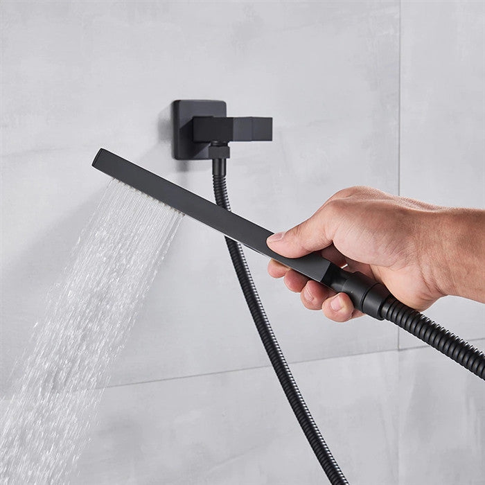 Fontana 22"Matte Black Digital Rainfall Shower System & Handheld Shower, Non LED