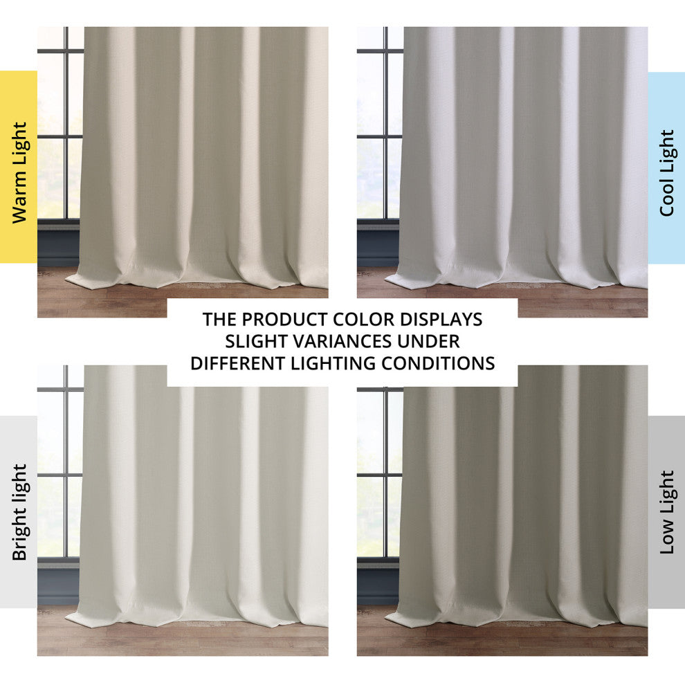 Faux Linen Grommet Room Darkening Curtain Single Panel, Birch, 50"x84"
