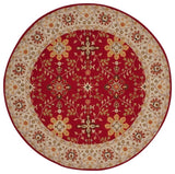 Safavieh DuraRug 6' Round Hand Hooked Rug in Red and Ivory