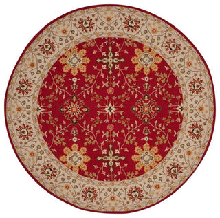 Safavieh DuraRug 6' Round Hand Hooked Rug in Red and Ivory