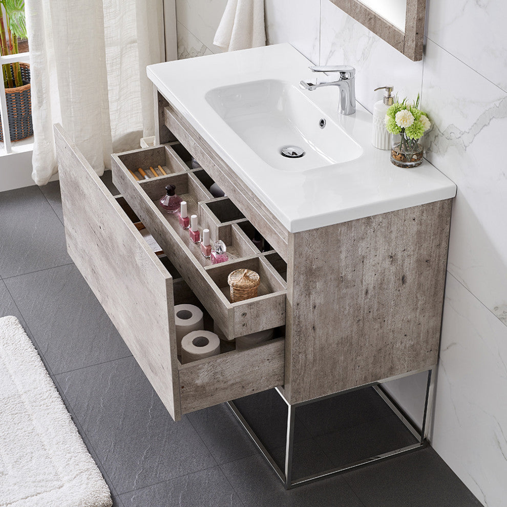 OVE Decors Aeryn 40" Burnt Oak Vanity With White Ceramic Top