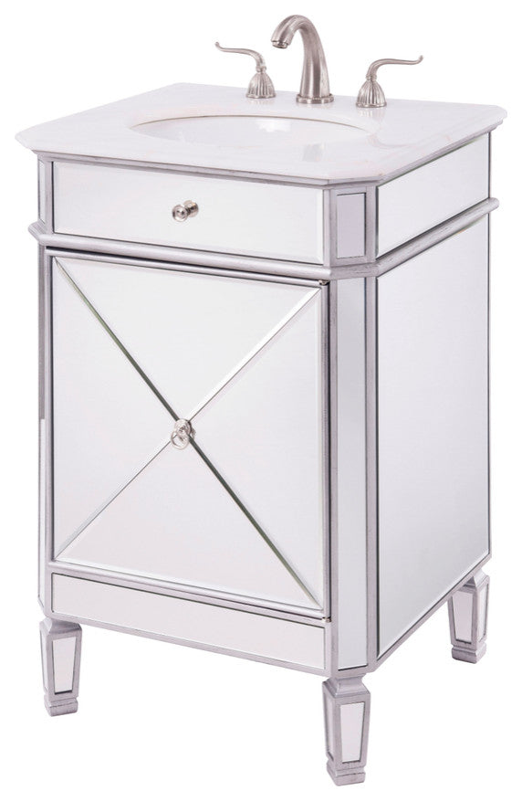 24" Single Bathroom Vanity Set, White, White, 24