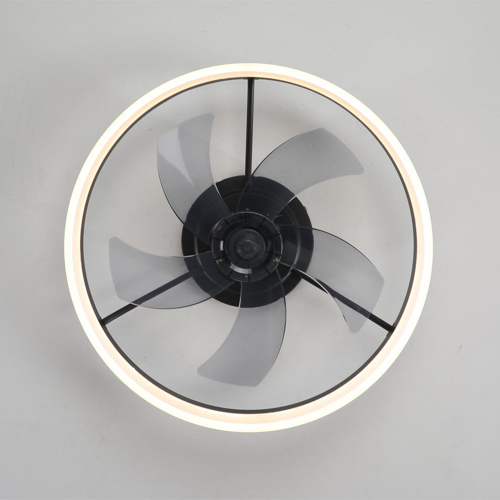 20 in. W x 6 in. H Iron Ceiling Fan in Black with Dimmable LED Lights
