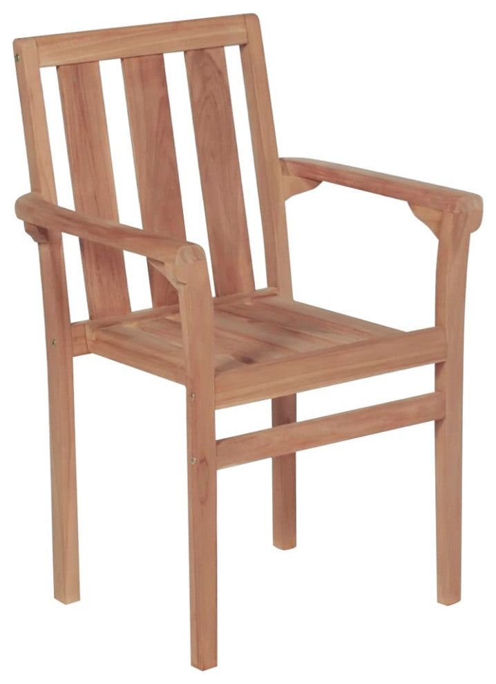 vidaxL 4x Solid Teak Wood Stackable Patio Chairs with Cushions Garden Seat