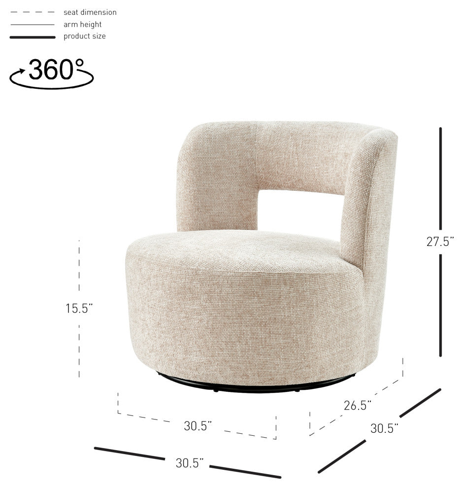 Jazzlyn Fabric Swivel Accent Chair, Grenada Cream