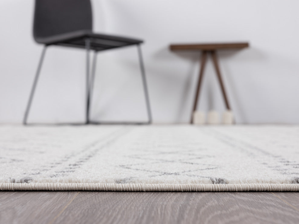 Abani Casa CAS100A Moroccan Trellis Ivory Grey Soft Area Rug