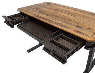Executive Electric Sit/Stand Desk With Solid Plank Top, Brown
