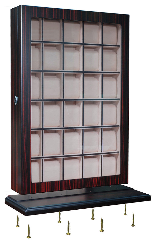 30-Piece Wood Watch Box Display Case, Ebony