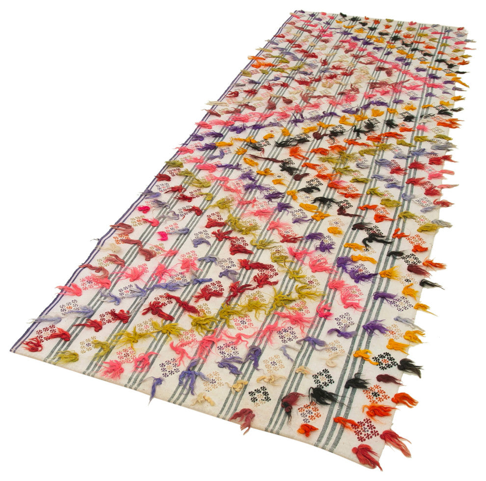 Rug N Carpet - Handwoven Oriental 3' 4" x 10' 9" Rustic Runner Kilim Rug