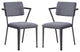 Set of 2 Gray Fabric Dining Chair, Gray/Gunmetal