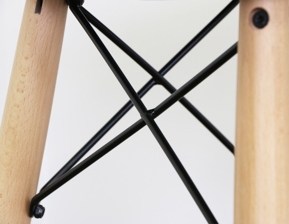 Mid Century Faux Leather Solid Wood Metal Kitchen Counter Height Stool - Black
